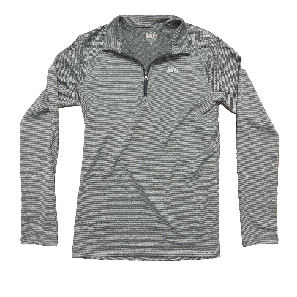 REI Kids Boys XLarge Pinstripe 1/4 Zip Pullover Long Sleeve Gray Stripe Shirt